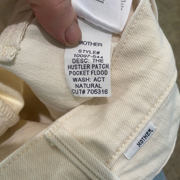 Mother The Hustler Patch Pocket Flood Jeans Cream High Rise Bootcut Size 25 - Picture 14 of 16